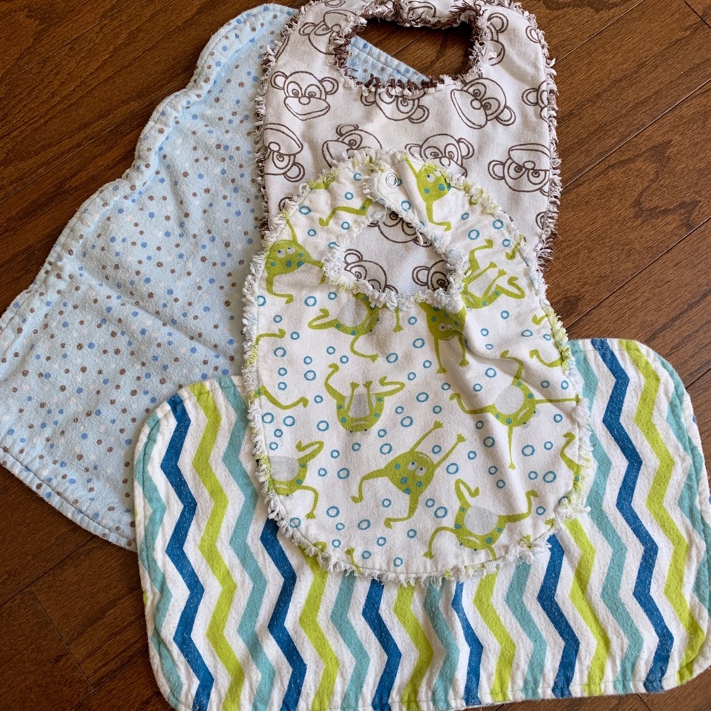 Reversible Baby Bib and Burp Cloth